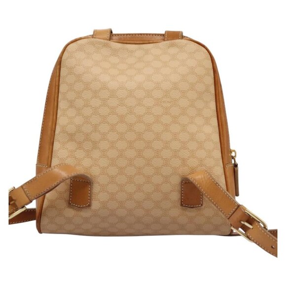 CELINE Macadam Canvas Backpack PVC Leather Beige Auth BD1038 - Picture 3 of 16